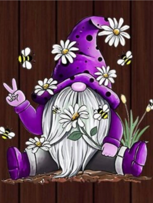 Purple gnome with flowers