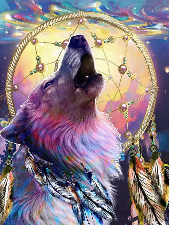 Bright Colored Wolf/Dream Catcher